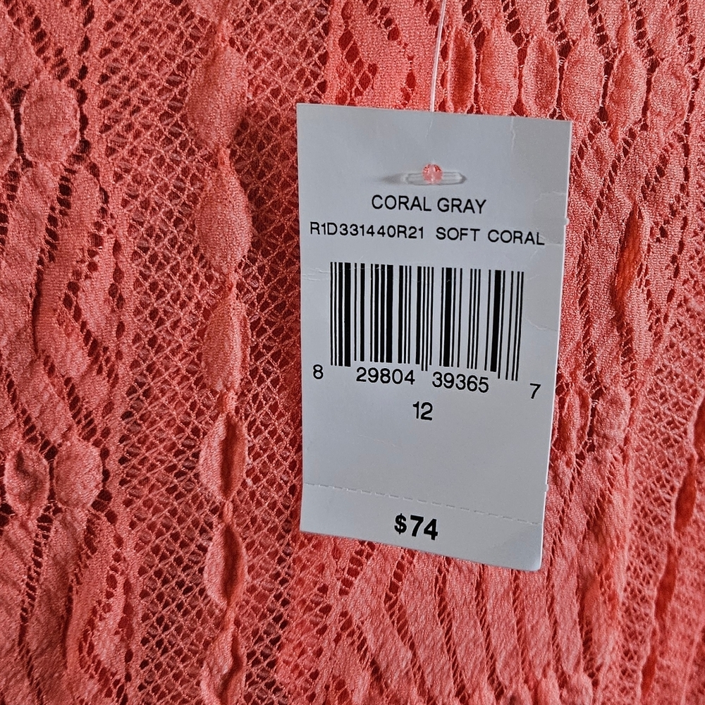 Coral Lace Midi Stretch Dress - Picture 6 of 7